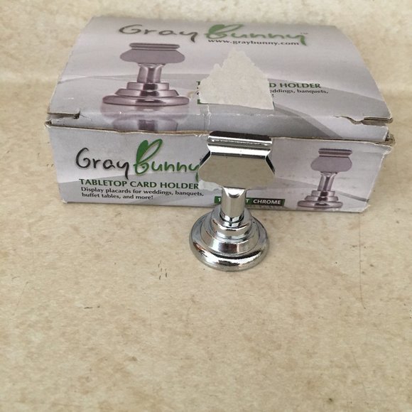 4/$25 Gray Bunny Card Holders, Silver - Picture 2 of 4